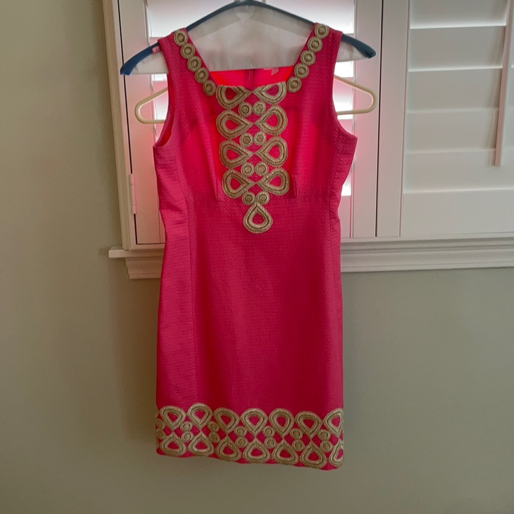 Coral and gold lily Pulitzer dress
